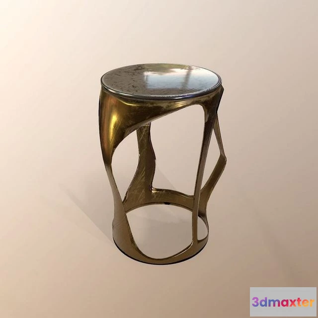 1524050 - PBR Game 3D Models - Gold bar stool 3D Max