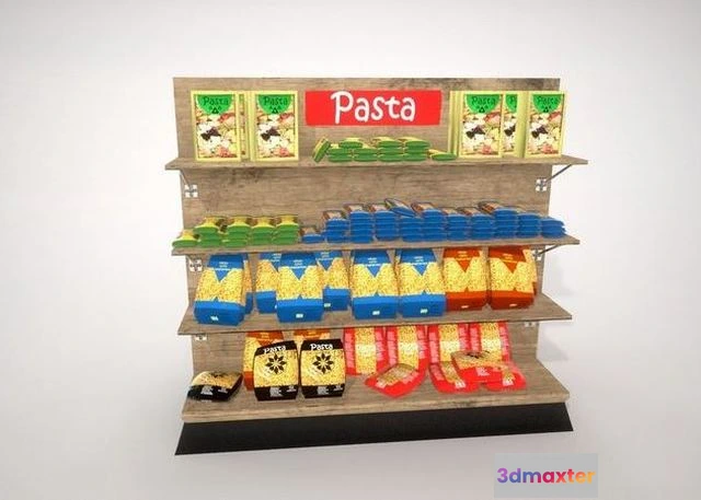 1524056 - PBR Game 3D Models - Grocery Shelves 3D Max