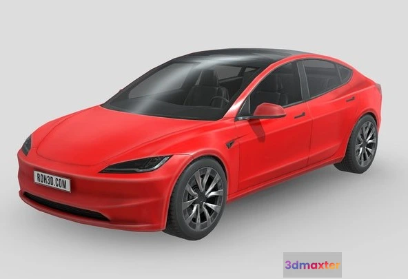 1524162 - PBR Game 3D Models - Low Poly Car   Tesla Model 3 2024 3D Max