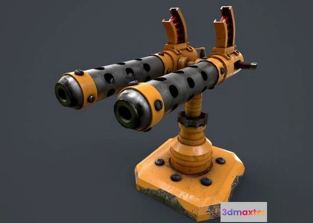1524180 - PBR Game 3D Models - Machine gun turret 3D Max