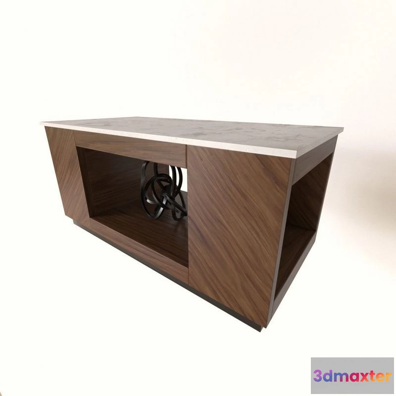 1524188 - PBR Game 3D Models - Marble and Wood Coffee Table 3D Max