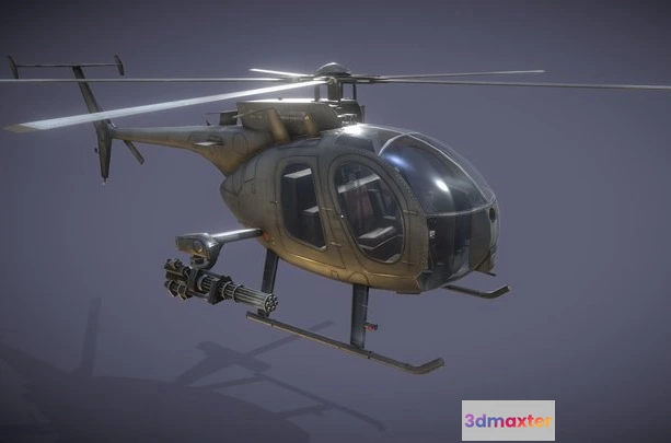 1524210 - PBR Game 3D Models - MH6 Little Bird (USA Attack Helicopter) 3D Max