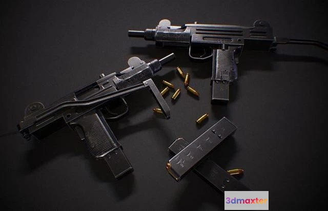 1524224 - PBR Game 3D Models - Mini UZI Gun 3D Max