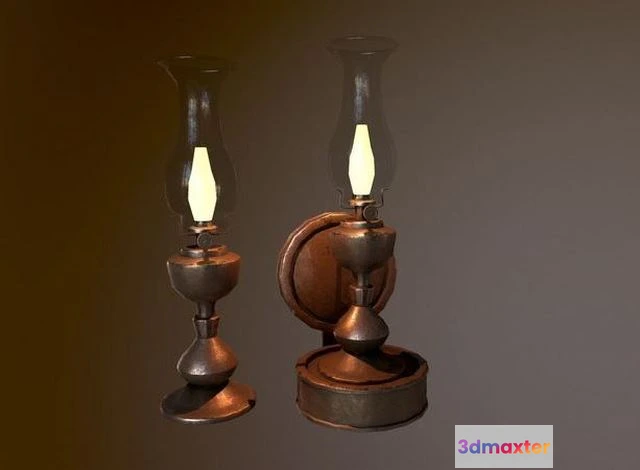 1524276 - PBR Game 3D Models - Old Wall Lantern 3D Max