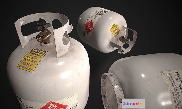 1524318 - PBR Game 3D Models - Propane Tank usage dirty white 3D Max
