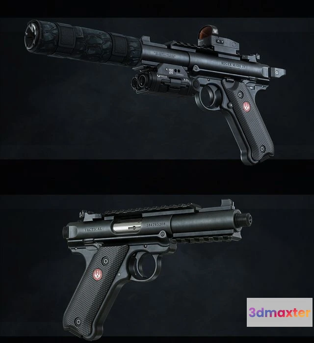 1524350 - PBR Game 3D Models - Ruger Mark IV tactical 3D Max