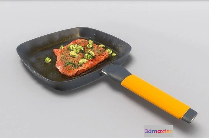 1524352 - PBR Game 3D Models - Salmon with Vegetables 3D Max