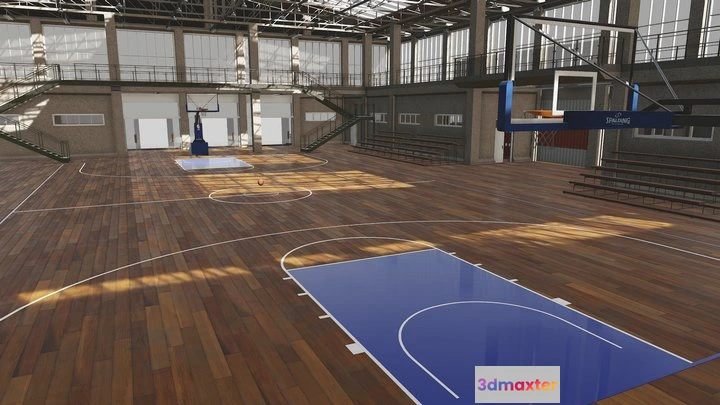 1524358 - PBR Game 3D Models - School Basketball Court Gymnasium 3D Max