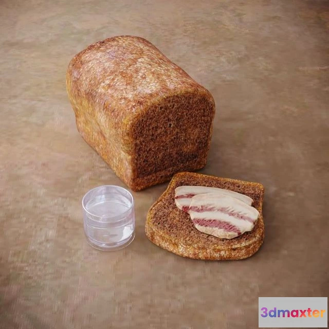 1524392 - PBR Game 3D Models - Slavic Bread with Bacon 3D Max