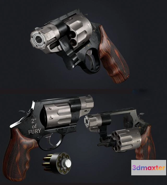 1524400 - PBR Game 3D Models - Smith and Wesson 327 Magnum 3D Max