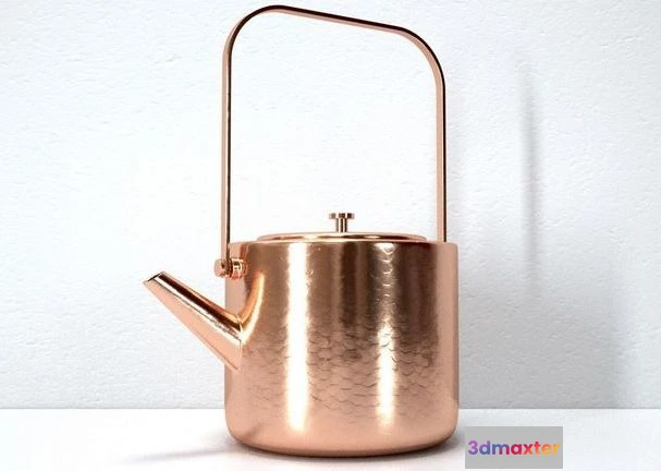 1524424 - PBR Game 3D Models - Stainless Copper Tea Kettle 3D Max