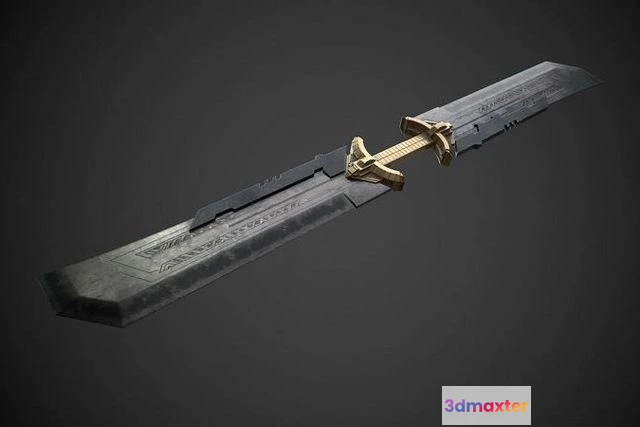 1524448 - PBR Game 3D Models - Thanos double bladed sword 3D Max