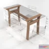 1524460 - PBR Game 3D Models - Transparent Dining Table Set 3D Max