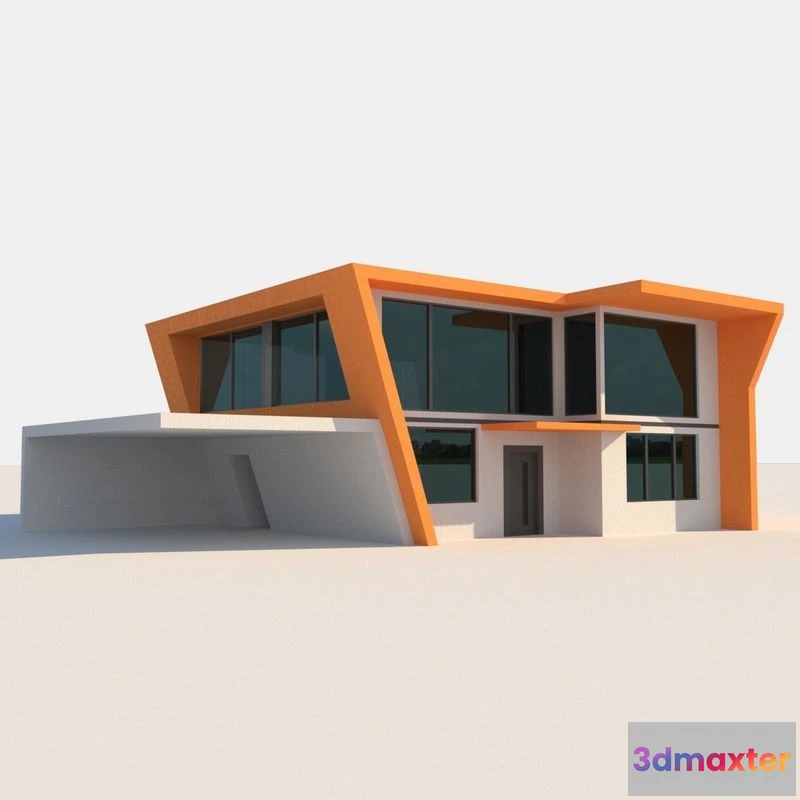 1524464 - PBR Game 3D Models - Two Storey High Tech House 3D Max