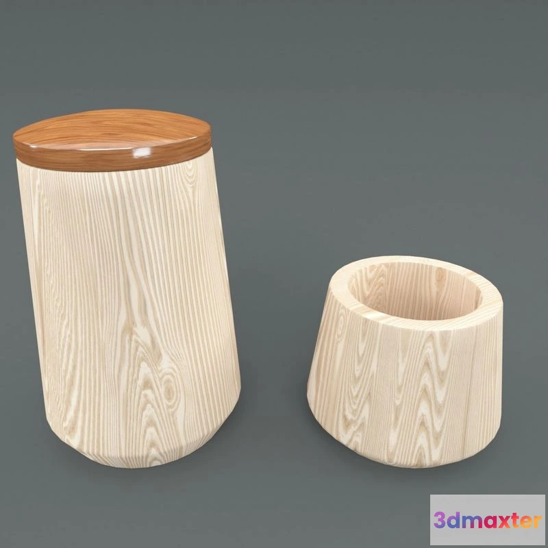 1524500 - PBR Game 3D Models - Wooden Bath Accessories 3D Max