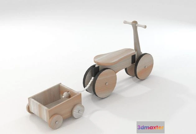 1524502 - PBR Game 3D Models - Wooden Bicycle Toy 3D Max