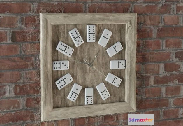 1524506 - PBR Game 3D Models - Wooden Domino Wall Clock 3D Max