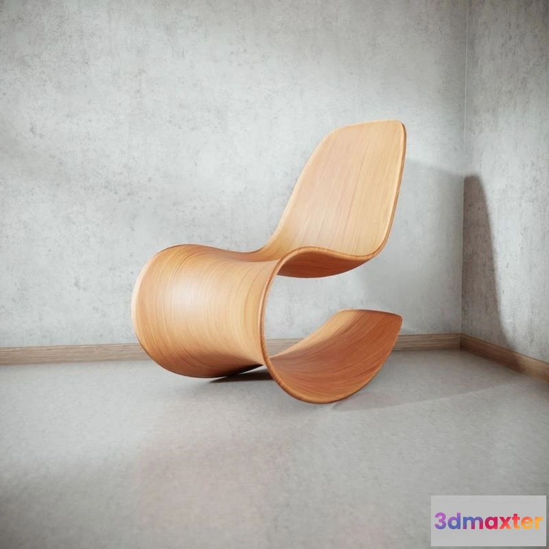 1524512 - PBR Game 3D Models - Wooden Rocking Chair 3D Max
