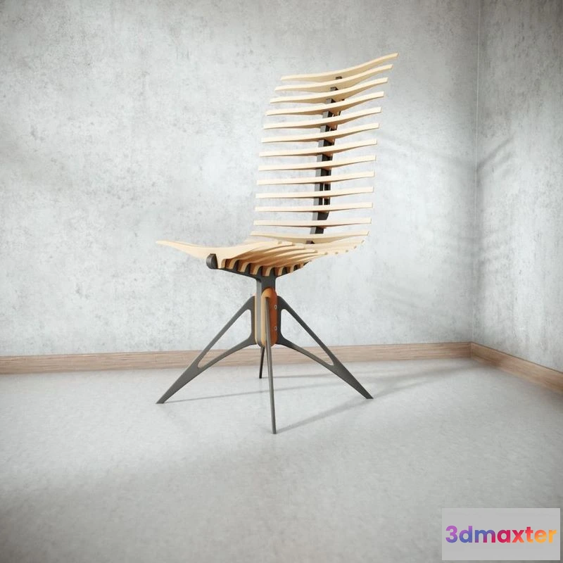 1524514 - PBR Game 3D Models - Wooden Skeleton Chair 3D Max