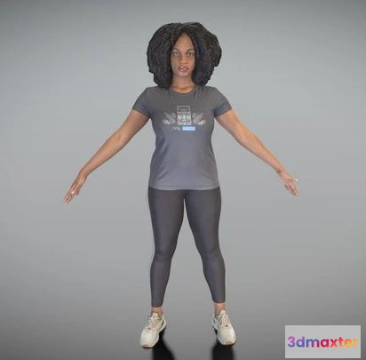 1524518 - PBR Game 3D Models - African Young Woman In Sportswear In A Pose 311 3D Max