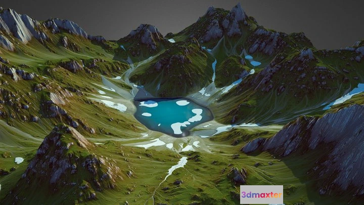 1524522 - PBR Game 3D Models - Alpine Mountain Lake (World Machine) 3D Max
