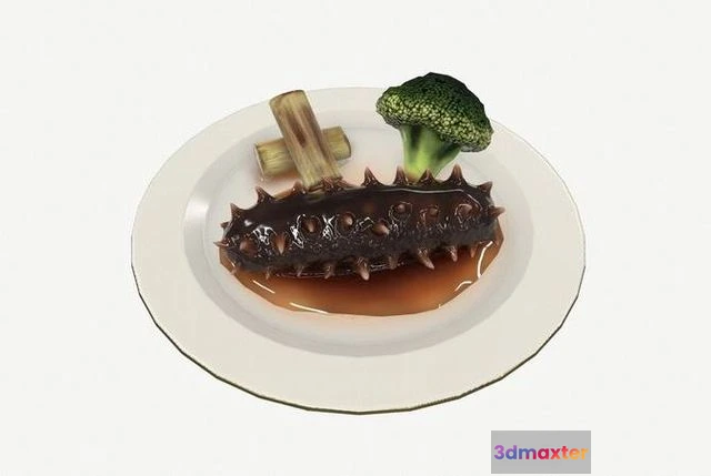 1524530 - PBR Game 3D Models - Asia food Braised sea cucumber 3D Max