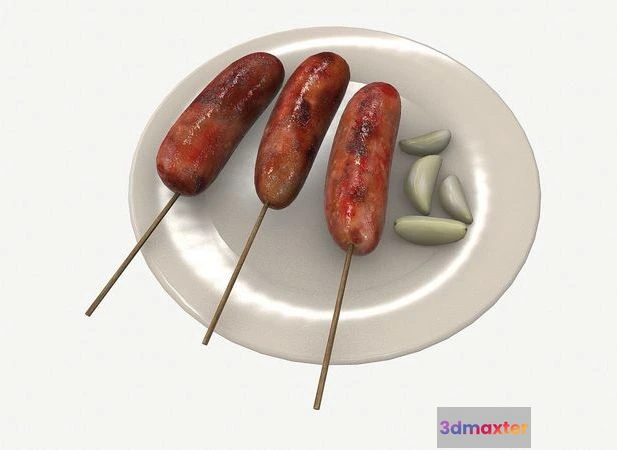 1524542 - PBR Game 3D Models - Asia food Sausage 3D Max