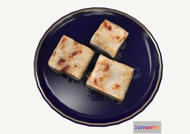 1524546 - PBR Game 3D Models - Asia food turnip cake 3D Max