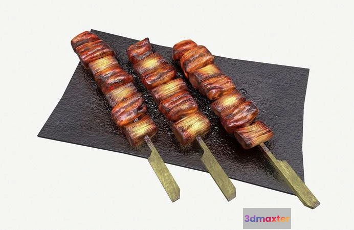 1524556 - PBR Game 3D Models - Barbecue bbq pork skewers 3D Max