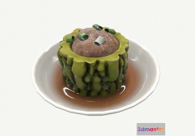 1524564 - PBR Game 3D Models - Bitter gourd stuffed meat 3D Max