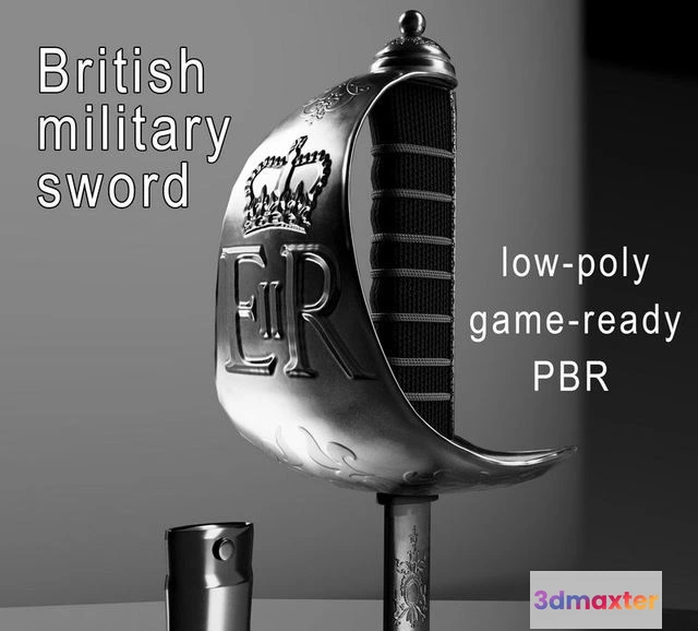 1524570 - PBR Game 3D Models - British military sword 3D Max
