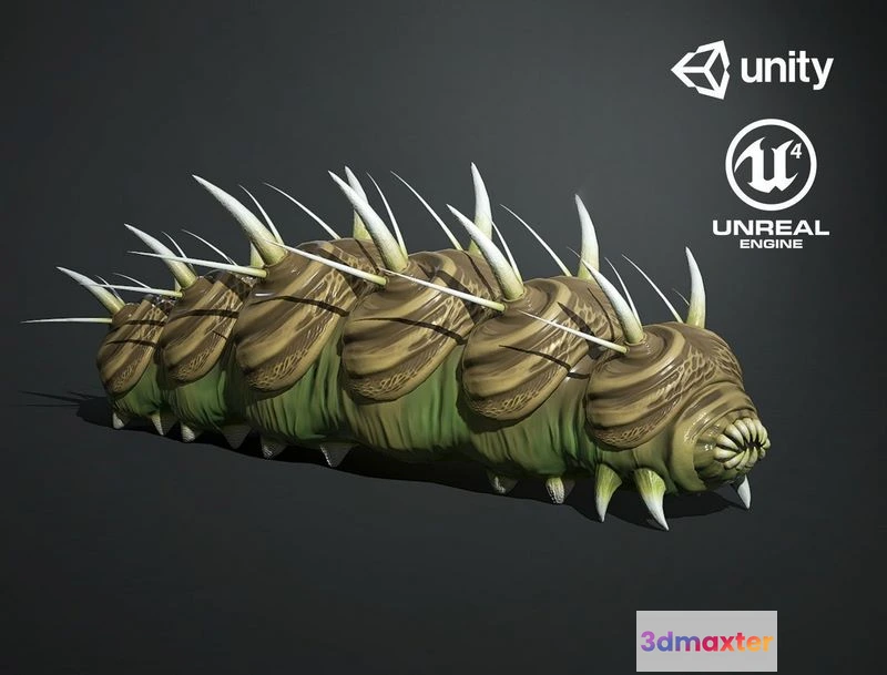 1524588 - PBR Game 3D Models - Caterpillar Creature 3D Max