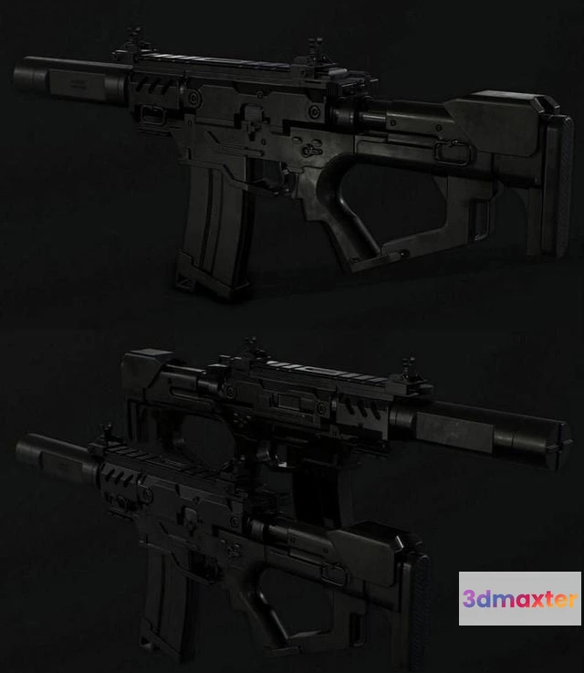 1524598 - PBR Game 3D Models - Compact Assault Rifle 3D Max