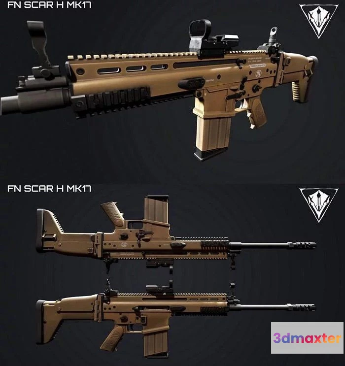 1524614 - PBR Game 3D Models - FN ScarH MK17 3D Max