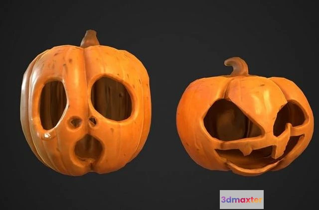 1524648 - PBR Game 3D Models - Haloween Pumkins Low-poly 3D Max