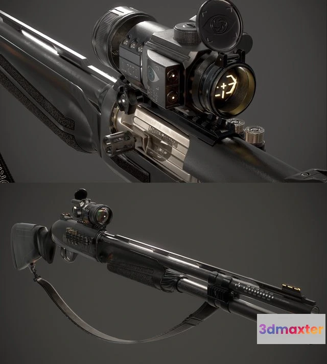 1524846 - PBR Game 3D Models - Tactical Shotgun Longinus Victoria A5 3D Max
