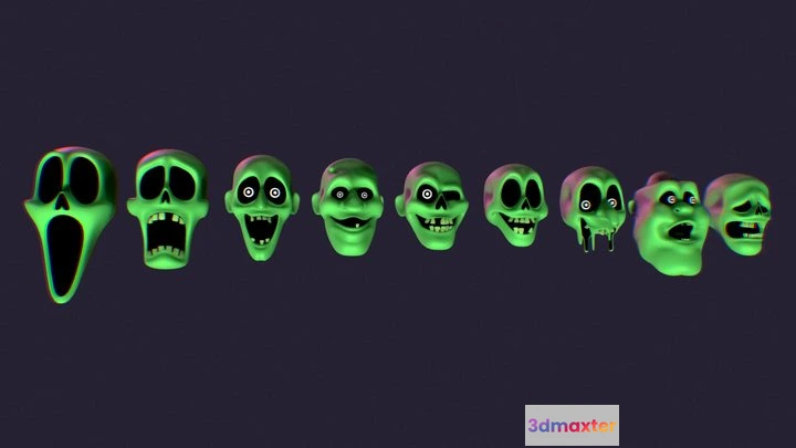 1524970 - PBR Game 3D Models - Various Ghost Heads 3D Max