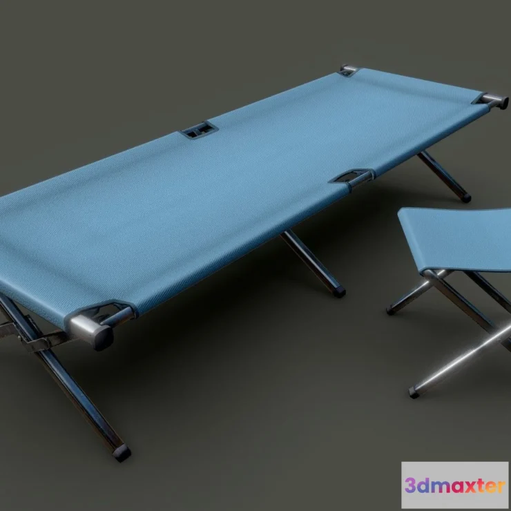 1524974 - PBR Game 3D Models - Velbed Folding Chair And Bed Lowpoly Game Asset 3D Max