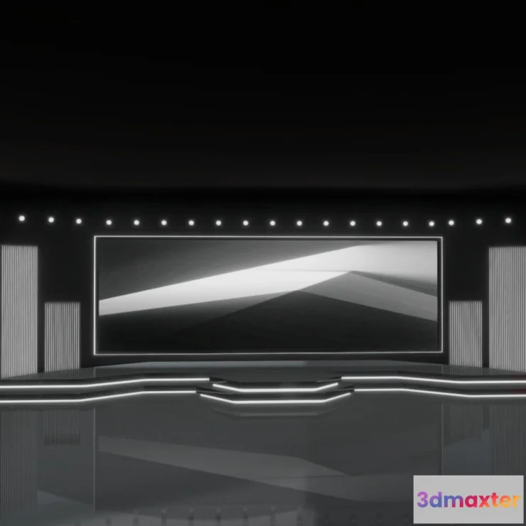 1524996 - PBR Game 3D Models - Virtual Event Stage Dark Baked 3D Max
