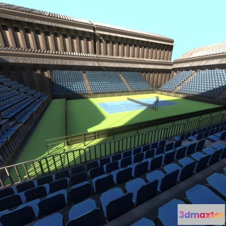 1525028 - PBR Game 3D Models - Vr Tennis Court 3D Max