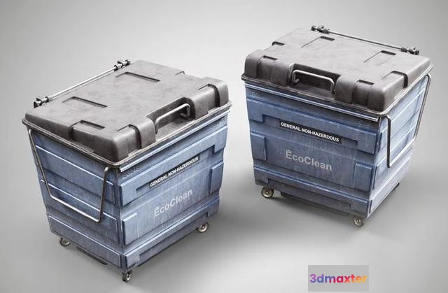 1525044 - PBR Game 3D Models - Waste Container 3D Max