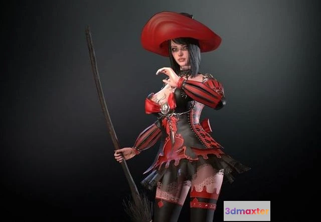1525060 - PBR Game 3D Models - Witch with broom 3D Max