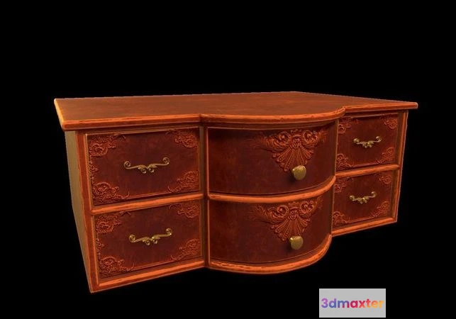1525126 - PBR Game 3D Models - Wooden Dresser 3D Max