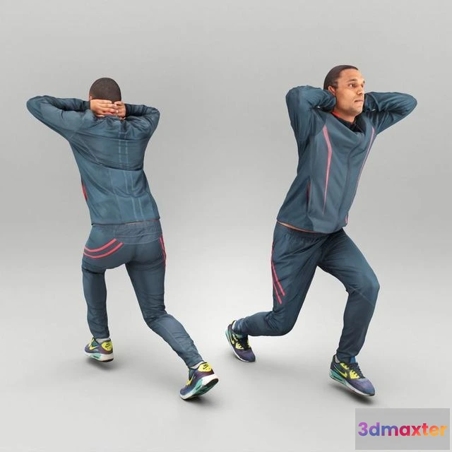 1525156 - PBR Game 3D Models - Young man in sportswear doing exercise 375 3D Max