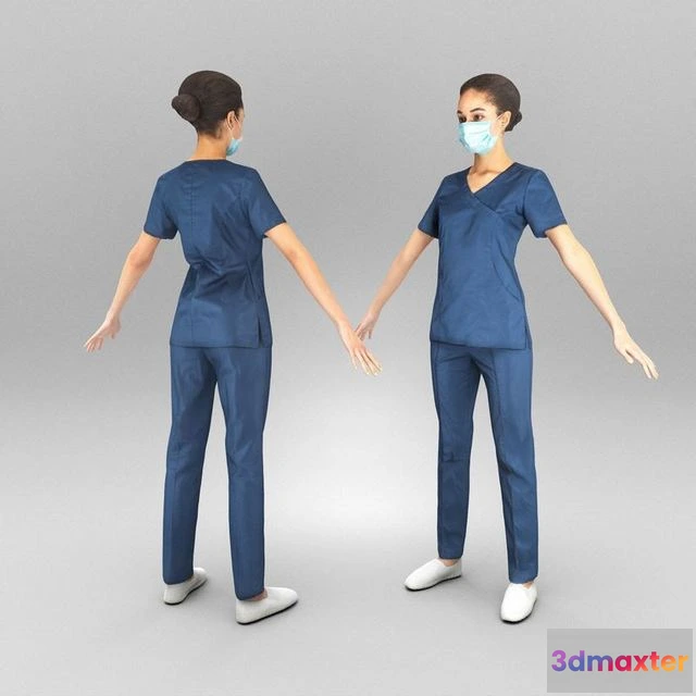 1525164 - PBR Game 3D Models - Young nurse ready for animation 348 3D Max