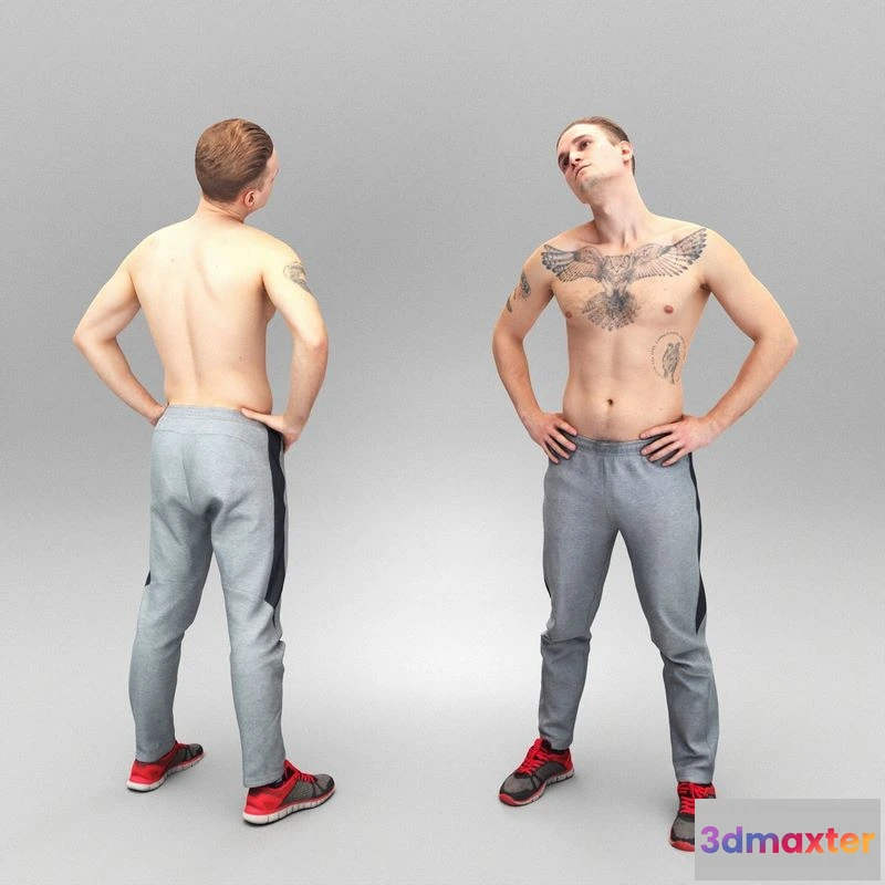 1525168 - PBR Game 3D Models - Young sporty man doing workout 404 3D Max