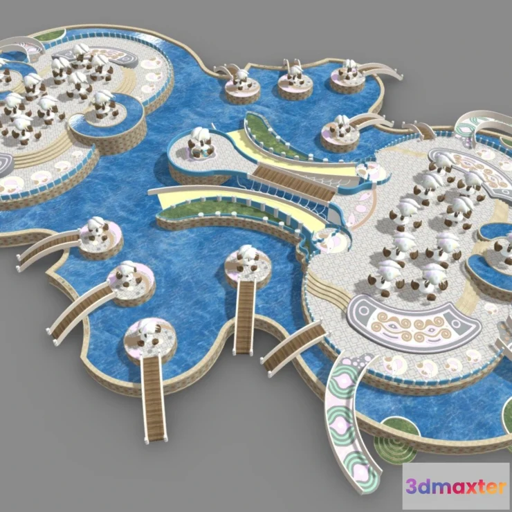 1525212 - PBR Game 3D Models - 0029 Creative Swimming Pool 3D Max