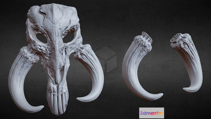 1525258 - PBR Game 3D Models - 3D PRNTBL MYTHOSAUR SKULL AND HORNS   STAR WARS 3D Max