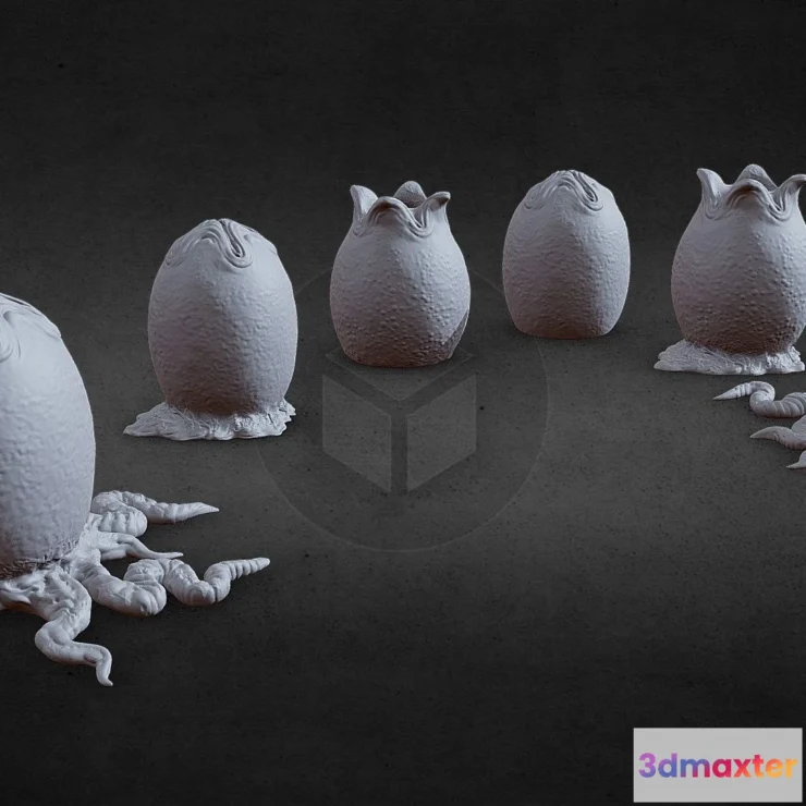 1525260 - PBR Game 3D Models - 3D Prntble Alien Egg Ovomorph 1979 Six Variants 3D Max