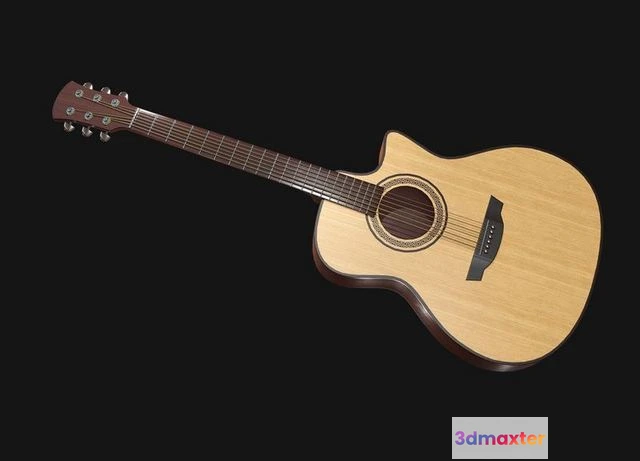 1525298 - PBR Game 3D Models - Acoustic Guitar 3D Max